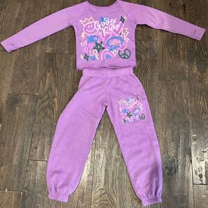 Designer Purple Graphic Sweatshirt and Joggers Set size 2/3